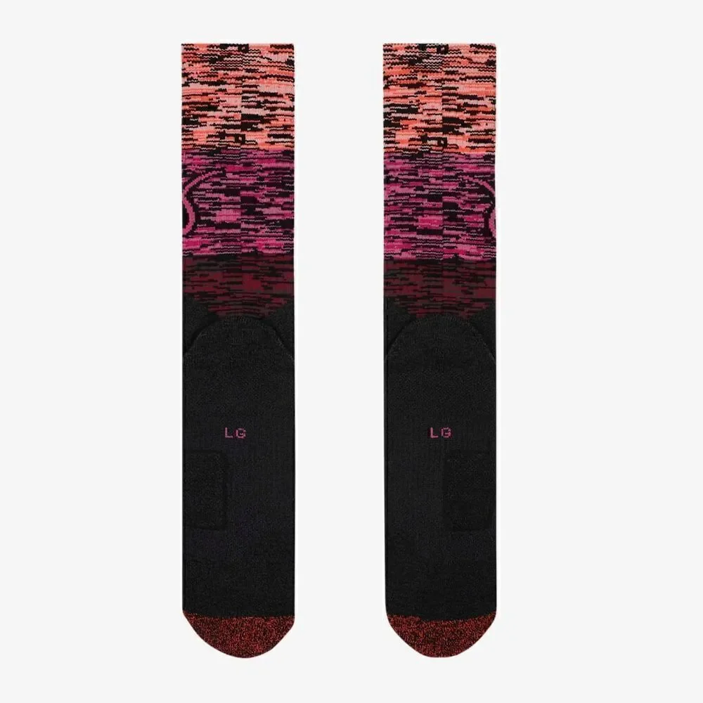 Nike Elite Kay Yow Basketball Crew Socks Size Large L Black Pink Ombre Swoosh